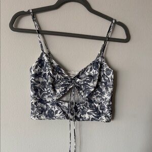 Black and White Crop Camisole with Tie Front
